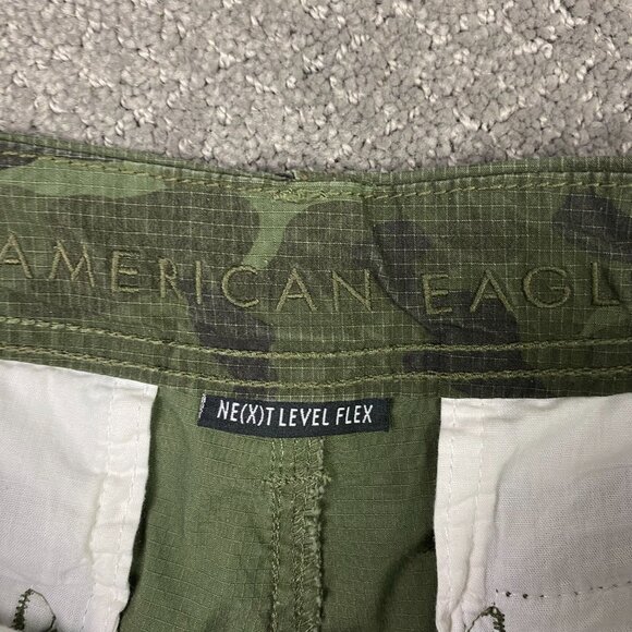 American Eagle Classic Camo Cargo Shorts Men's 33 Green Ripstop - Picture 5 of 12